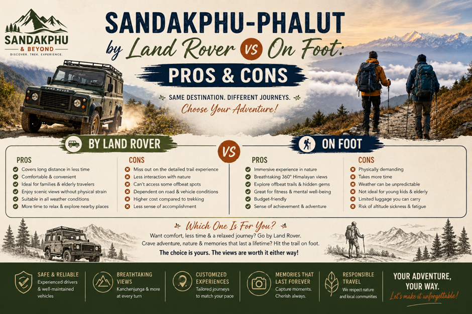 Sandakphu-Phalut by Land Rover vs On Foot: Pros & Cons